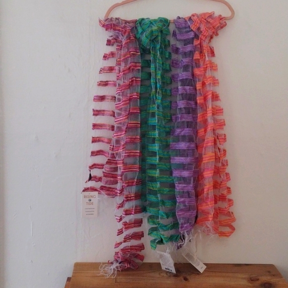 Rising Tide 100% Silk Pink Contemporary Summer Scarf NWT - Picture 3 of 11